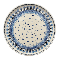 A picture of a Polish Pottery 10" Round Tray (Blue Fan Dance) | AE93-1981X as shown at PolishPotteryOutlet.com/products/10-round-tray-blue-fan-dance-ae93-1981x