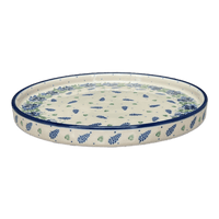 A picture of a Polish Pottery 10" Round Tray (Hyacinth in the Wind) | AE93-2037X as shown at PolishPotteryOutlet.com/products/10-round-tray-hyacinth-in-the-wind-ae93-2037x