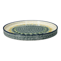 A picture of a Polish Pottery Round Tray (Daffodils in Bloom) | AE93-2122X as shown at PolishPotteryOutlet.com/products/round-tray-daffodils-in-bloom-ae93-2122x