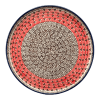 A picture of a Polish Pottery 10" Round Tray (Coral Fans) | AE93-2199X as shown at PolishPotteryOutlet.com/products/10-round-tray-coral-fans-ae93-2199x