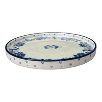 A picture of a Polish Pottery Round Tray (Dusty Anemone) | AE93-2221X as shown at PolishPotteryOutlet.com/products/round-tray-dusty-anemone-ae93-2221x