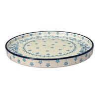 A picture of a Polish Pottery Round Tray (Pansy Blues) | AE93-2346X as shown at PolishPotteryOutlet.com/products/round-tray-pansy-blues-ae93-2346x