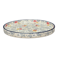 A picture of a Polish Pottery CA 10" Round Tray (Soft Bouquet) | AE93-2378X as shown at PolishPotteryOutlet.com/products/10-round-tray-soft-bouquet-ae93-2378x