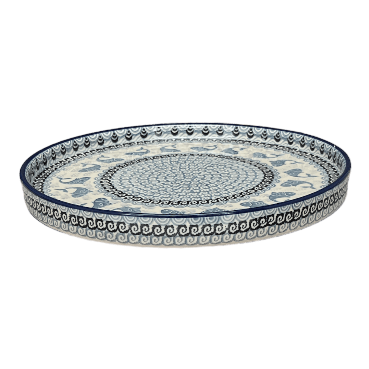 Tray, Round, 10" in "Periwinkle Pond" by Ceramika Artystyczna | AE93-2385X