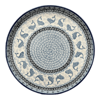 A picture of a Polish Pottery CA 10" Round Tray (Periwinkle Pond) | AE93-2385X as shown at PolishPotteryOutlet.com/products/10-round-tray-periwinkle-pond-ae93-2385x