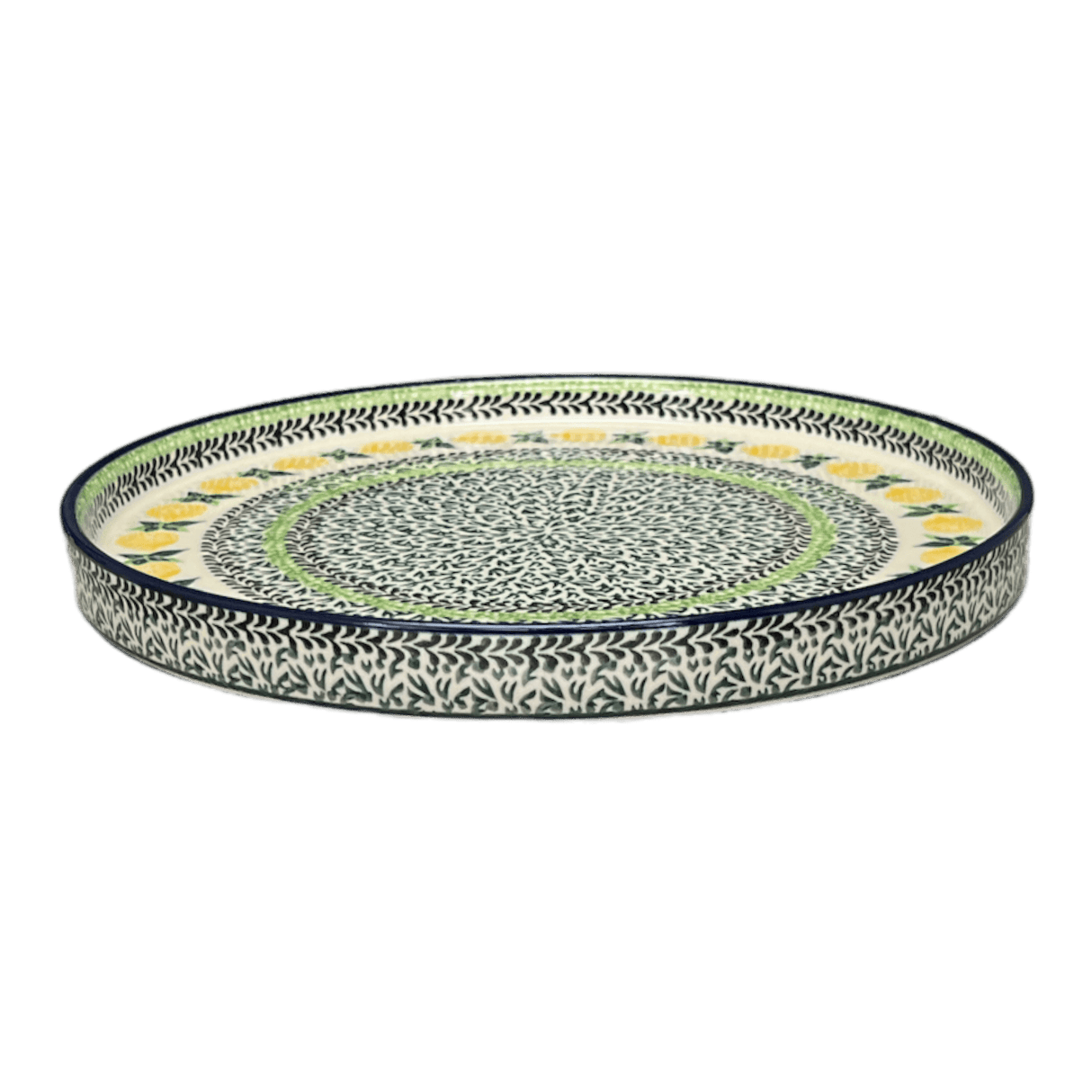 Tray, Round, 10" in "Lemons and Leaves" by Ceramika Artystyczna | AE93-2749X