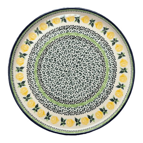 Tray, Round, 10" in "Lemons and Leaves" by Ceramika Artystyczna | AE93-2749X