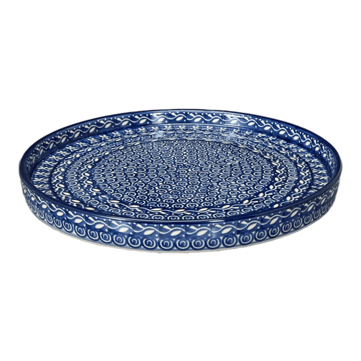 Tray, Round, 10" in "Wavy Blues" by Ceramika Artystyczna | AE93-905X