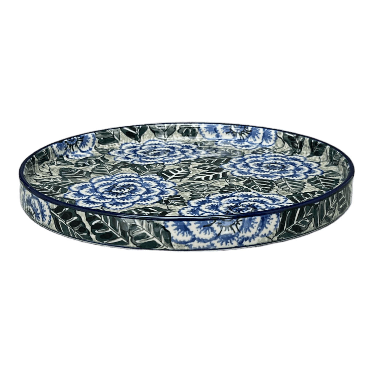 Tray, Round, 10" in "Blue Dahlia" by Ceramika Artystyczna | AE93-U1473