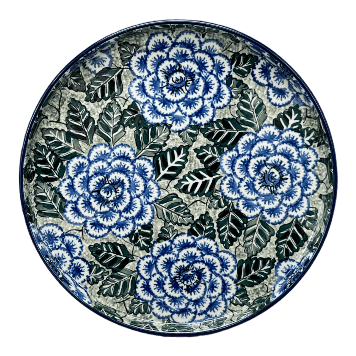 Tray, Round, 10" in "Blue Dahlia" by Ceramika Artystyczna | AE93-U1473