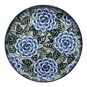 Polish Pottery CA 10" Round Tray (Blue Dahlia) | AE93-U1473 Additional Image at PolishPotteryOutlet.com