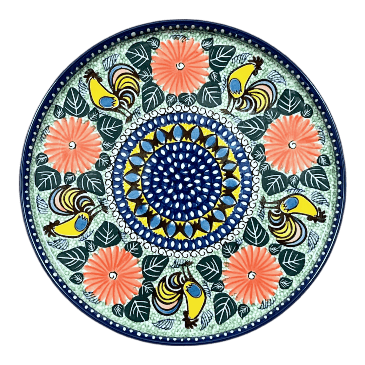 Tray, Round, 10" in "Regal Roosters" by Ceramika Artystyczna | AE93-U2617