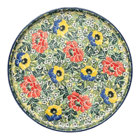 A picture of a Polish Pottery 10" Round Tray (Tropical Love) | AE93-U4705 as shown at PolishPotteryOutlet.com/products/10-round-tray-tropical-love-ae93-u4705