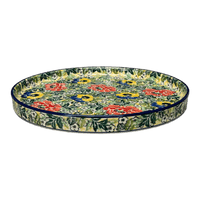 A picture of a Polish Pottery 10" Round Tray (Tropical Love) | AE93-U4705 as shown at PolishPotteryOutlet.com/products/10-round-tray-tropical-love-ae93-u4705