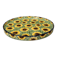A picture of a Polish Pottery Round Tray (Sunflower Fields) | AE93-U4737 as shown at PolishPotteryOutlet.com/products/round-tray-sunflower-fields-ae93-u4737