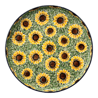 A picture of a Polish Pottery Round Tray (Sunflower Fields) | AE93-U4737 as shown at PolishPotteryOutlet.com/products/round-tray-sunflower-fields-ae93-u4737