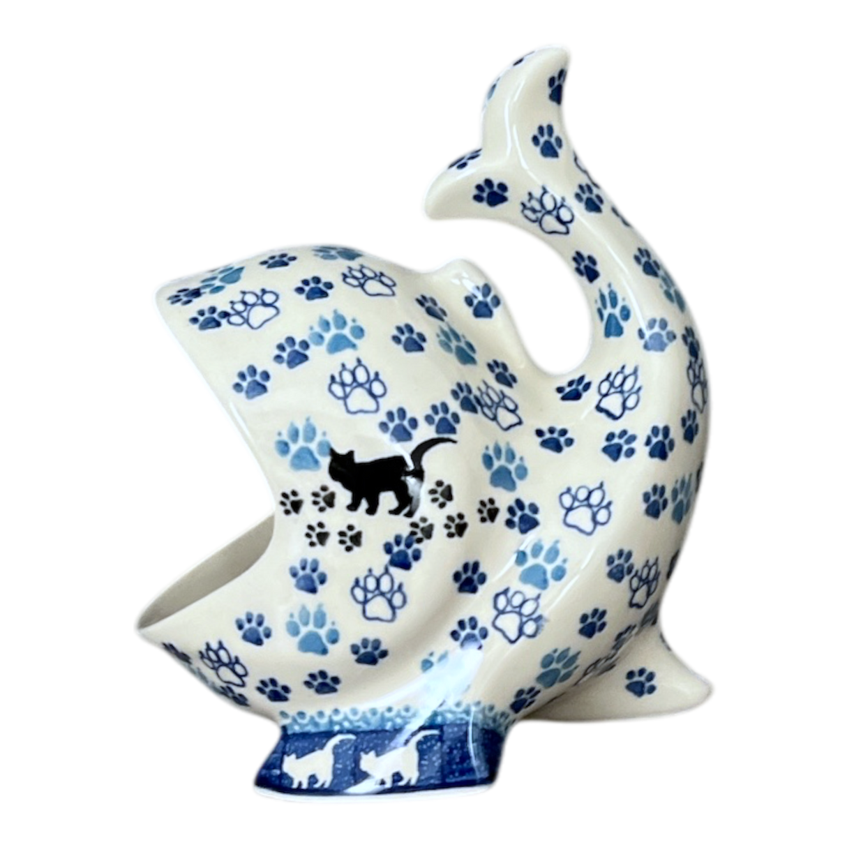 Scrubby Holder, Fish Shaped, 6.75" in "Cat Tracks" by Ceramika Artystyczna | AF28-1771