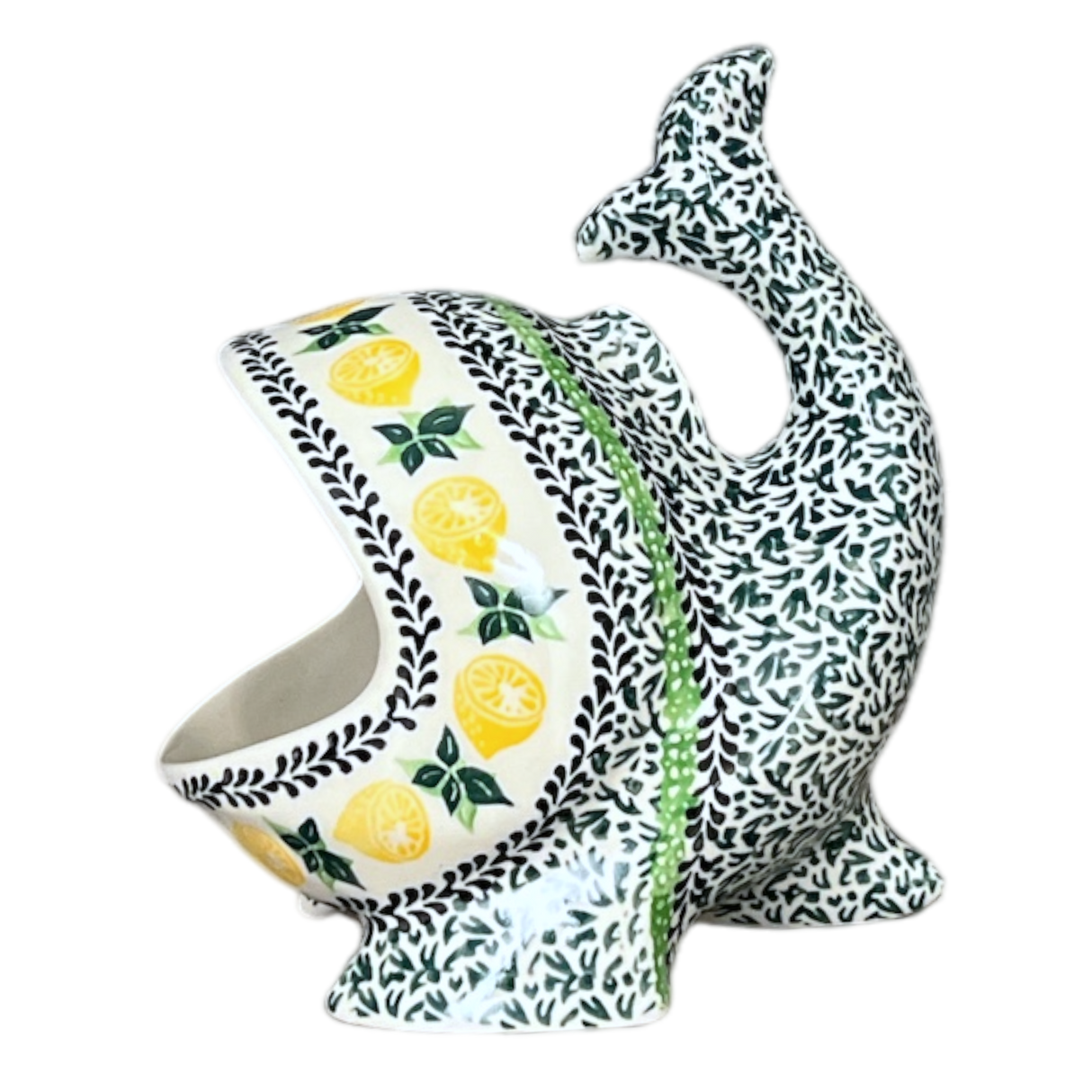 Scrubby Holder, Fish Shaped, 6.75" in "Lemons and Leaves" by Ceramika Artystyczna | AF28-2749X