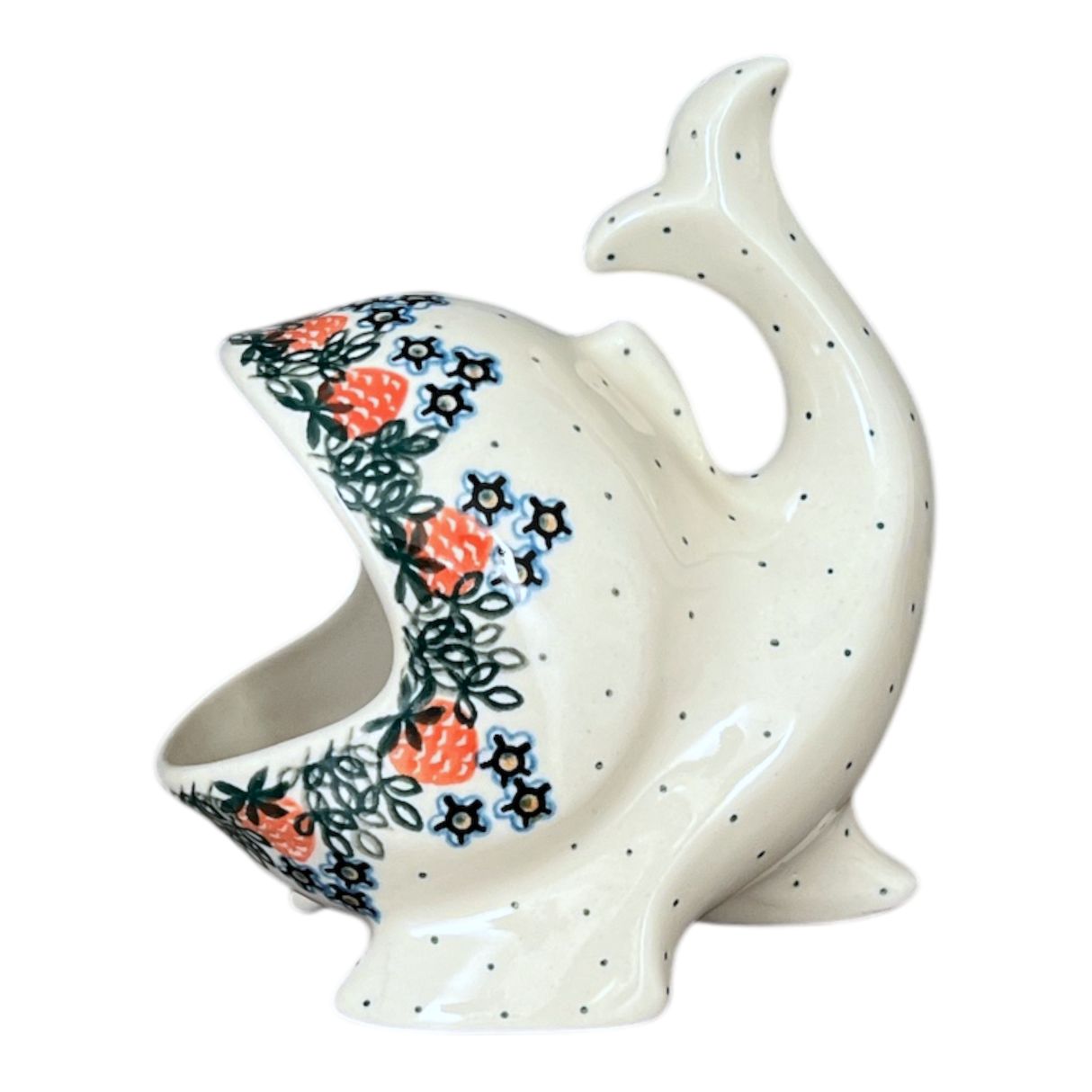 Scrubby Holder, Fish Shaped, 6.75" in "Strawberry Patch" by Ceramika Artystyczna | AF28-721X