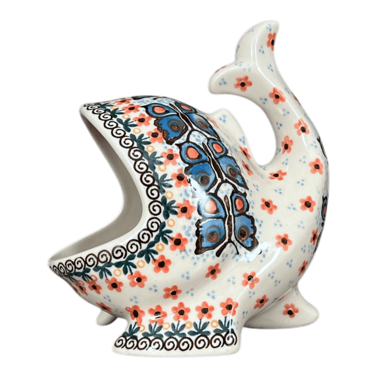 Scrubby Holder, Fish Shaped, 6.75" in "Butterfly Parade" by Ceramika Artystyczna | AF28-U1493