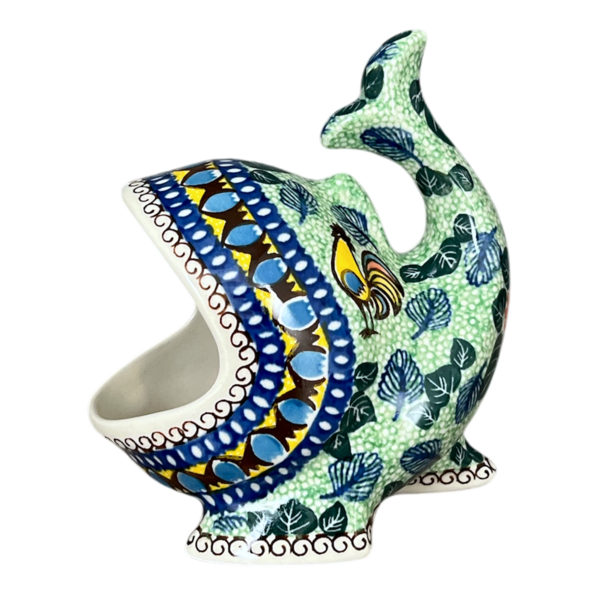 Scrubby Holder, Fish Shaped, 6.75" in "Regal Roosters" by Ceramika Artystyczna | AF28-U2617