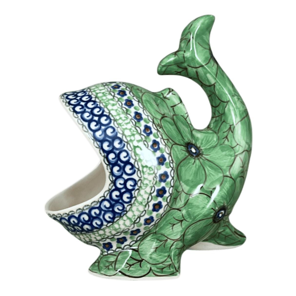 Scrubby Holder, Fish Shaped, 6.75" in "Green Goddess" by Ceramika Artystyczna | AF28-U408A