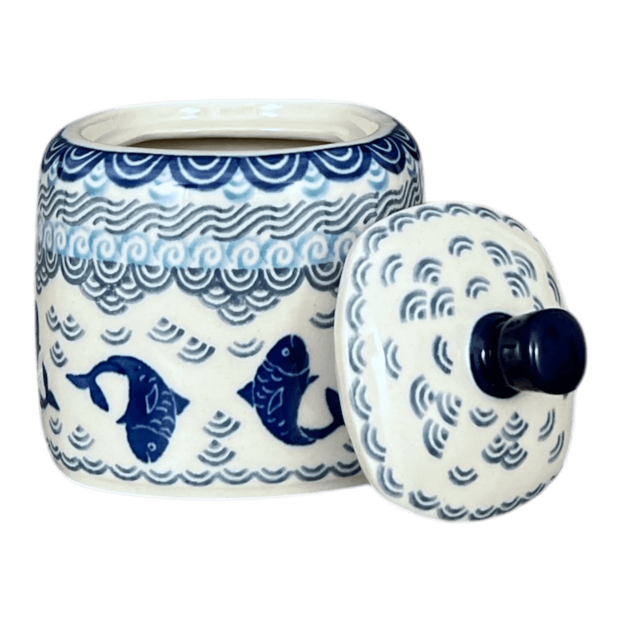 Bowl, Square, Sugar Bowl, 4" in "Koi Pond" by Ceramika Artystyczna | AF38-2372X