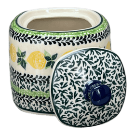 Polish Pottery CA 4" Sugar Bowl (Lemons and Leaves) | AF38-2749X Additional Image at PolishPotteryOutlet.com