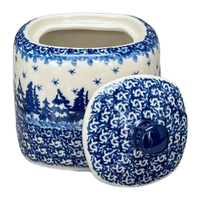 A picture of a Polish Pottery 4" Sugar Bowl (Winter Skies) | AF38-2826X as shown at PolishPotteryOutlet.com/products/4-sugar-bowl-winter-skies-af38-2826x