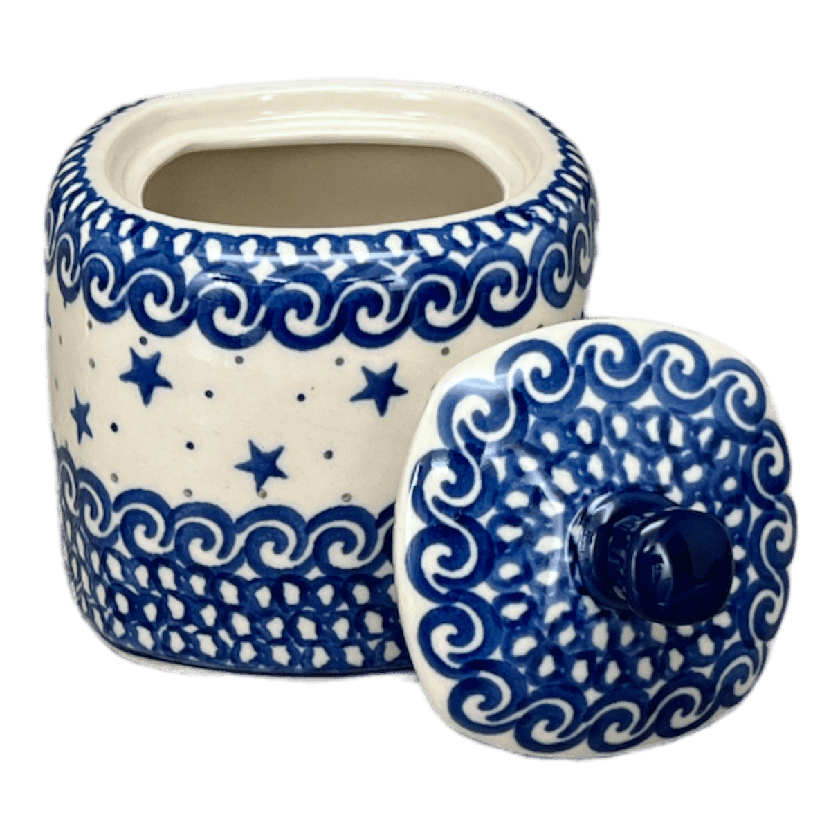 Bowl, Square, Sugar Bowl, 4" in "Starry Sea" by Ceramika Artystyczna | AF38-454C