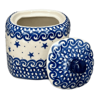 A picture of a Polish Pottery CA 4" Sugar Bowl (Starry Sea) | AF38-454C as shown at PolishPotteryOutlet.com/products/4-sugar-bowl-starry-sea-af38-454c