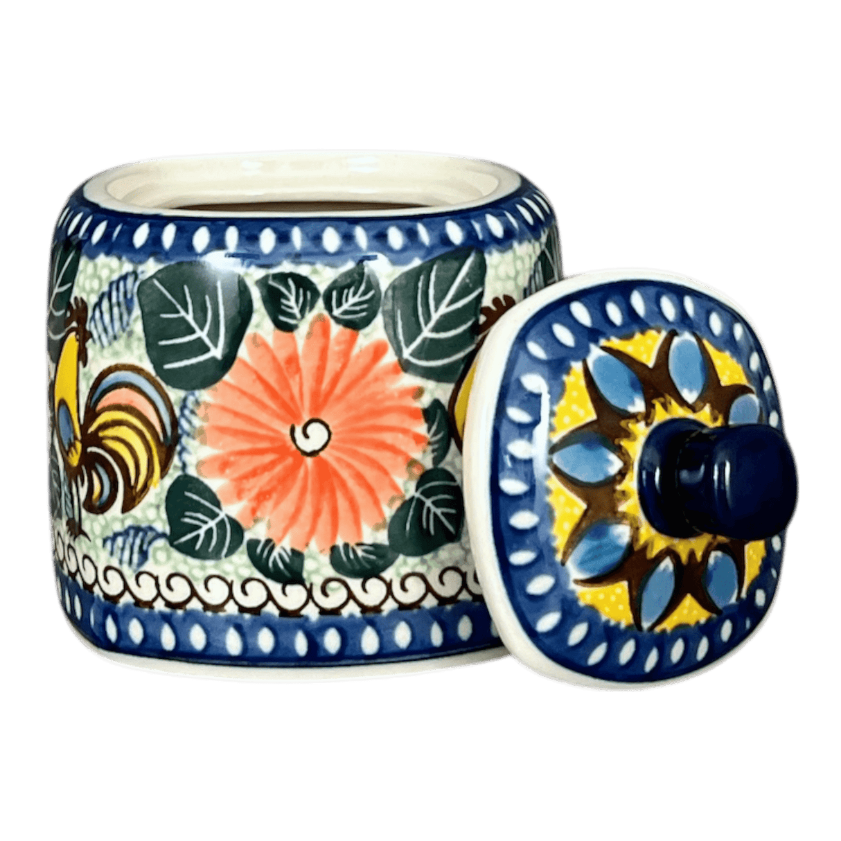 Bowl, Square, Sugar Bowl, 4" in "Regal Roosters" by Ceramika Artystyczna | AF38-U2617