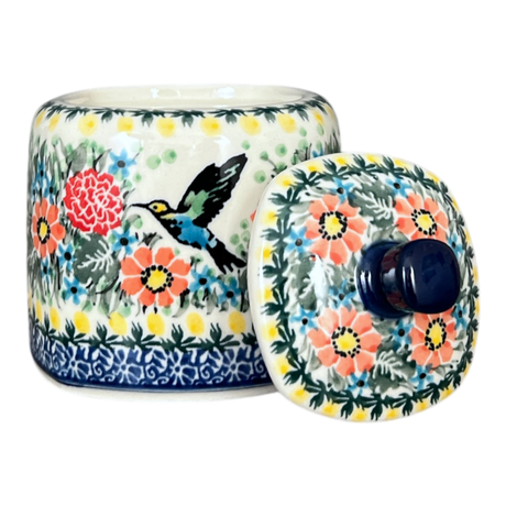 Bowl, Square, Sugar Bowl, 4" in "Hummingbird Bouquet" by Ceramika Artystyczna | AF38-U3357