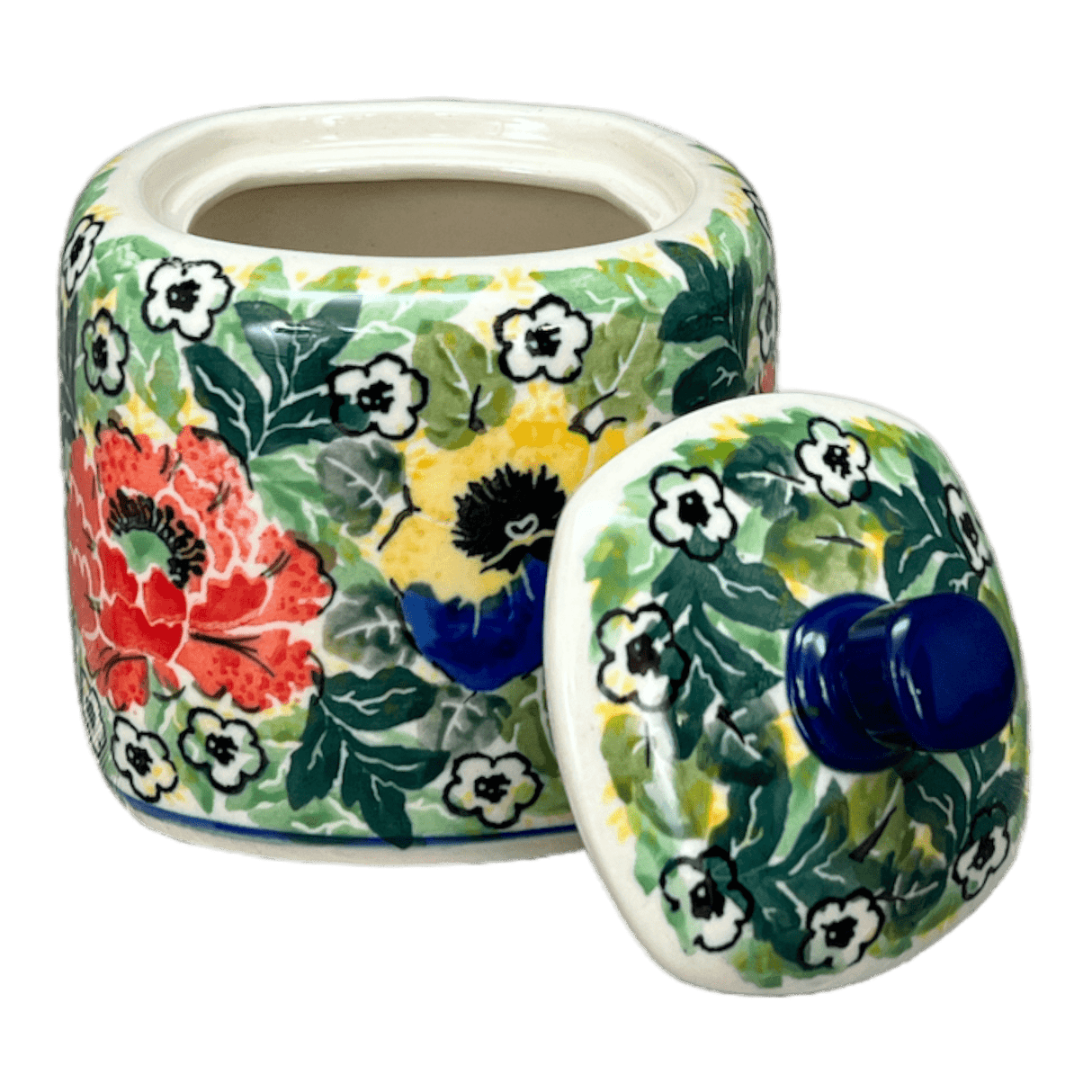 Bowl, Square, Sugar Bowl, 4" in "Tropical Love" by Ceramika Artystyczna | AF38-U4705