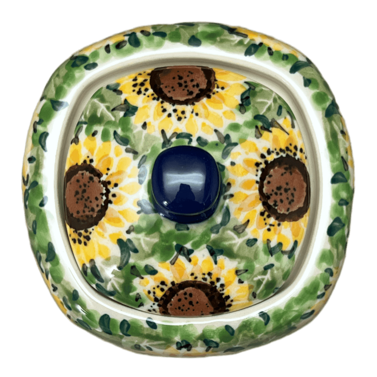 Bowl, Square, Sugar Bowl, 4" in "Sunflower Field" by Ceramika Artystyczna | AF38-U4737