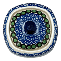 A picture of a Polish Pottery Bowl, Square, Sugar Bowl, 4" in "Mediterranean Waves" by Ceramika Artystyczna | AF38-U72 as shown at PolishPotteryOutlet.com/products/4-sugar-bowl-mediterranean-waves-af38-u72