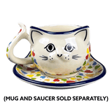 Mug, Cat Shaped, 10 oz in "Rainbow Hearts" by Ceramika Artystyczna | AH14-U4833