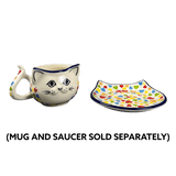 Mug, Cat Shaped, 10 oz in "Rainbow Hearts" by Ceramika Artystyczna | AH14-U4833