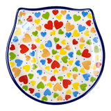 Saucer, Plate, Cat Shaped, 5.75" in "Rainbow Hearts" by Ceramika Artystyczna | AH15-U4833