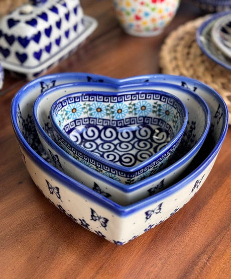 Bowl, Heart-Shaped 6.5" x 7" in "Butterfly Blues" by Andy | NDA367-17