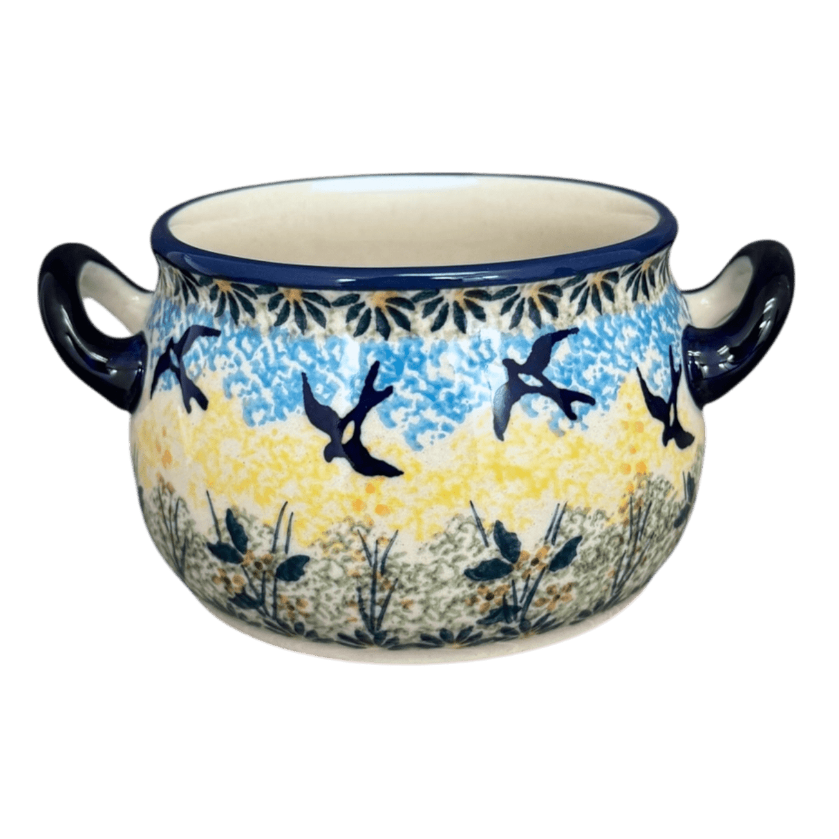 Soup Tureen, Individual, 14 oz in "Soaring Swallows" by Manufaktura | B006S-WK57