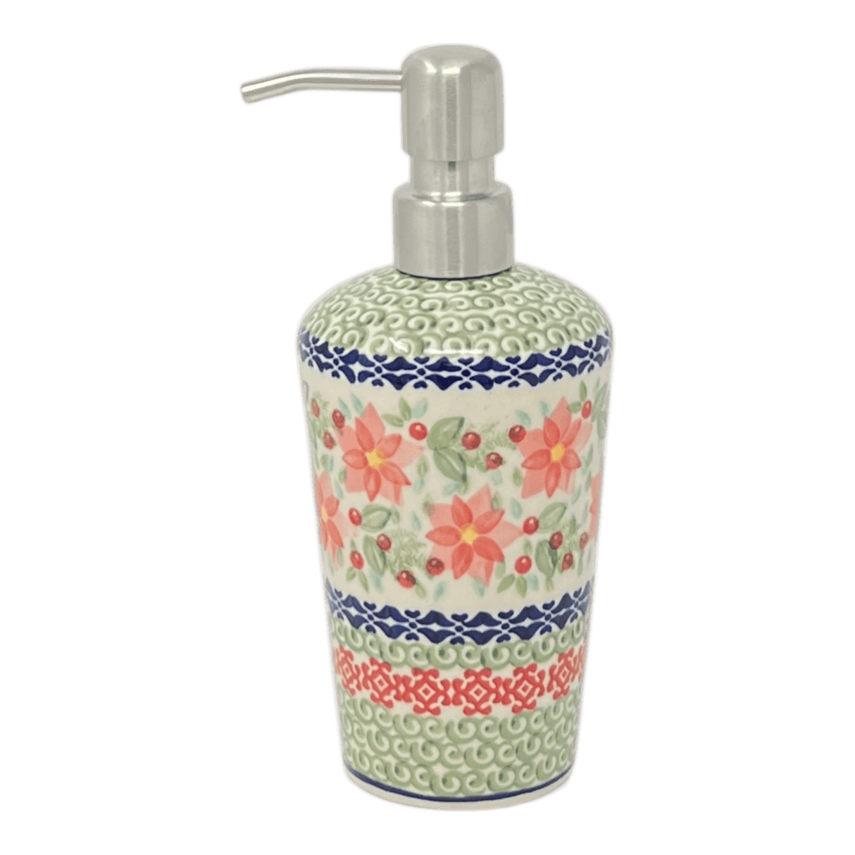 Soap Dispenser, 7" in "Pink Poinsettia" by Manufaktura | B009S-PS14
