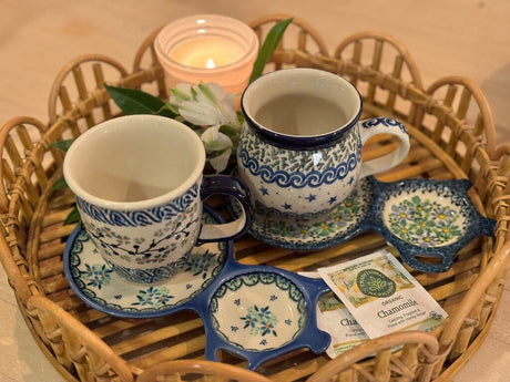 Tray, Tea Service, 8.25" x 5.5" in "Blue & Green Dream" by Galia | GPH07-UHP2