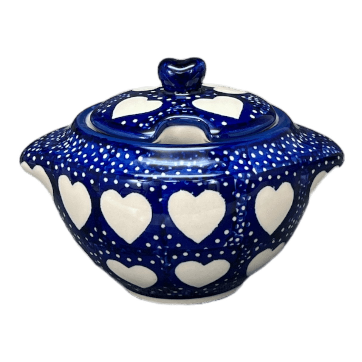 Bowl, Round, Sugar Bowl, 3" in "Sea of Hearts" by Manufaktura | C003T-SEA