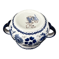 A picture of a Polish Pottery 3.5" Traditional Sugar Bowl (Blue Life) | C015S-EO39 as shown at PolishPotteryOutlet.com/products/the-traditional-sugar-bowl-blue-life-c015s-eo39