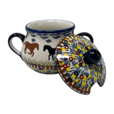 Bowl, Round, Sugar Bowl, 3.5" in "Wild Horses" by Manufaktura | C015S-INK1