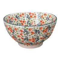 A picture of a Polish Pottery 5.5" Fancy Bowl (Peach Blossoms) | C018S-AS46 as shown at PolishPotteryOutlet.com/products/5-5-fancy-bowl-peach-blossoms-c018s-as46