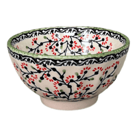 A picture of a Polish Pottery 5.5" Fancy Bowl (Cherry Blossom) | C018S-DPGJ as shown at PolishPotteryOutlet.com/products/copy-of-5-5-fancy-bowl-cherry-blossom-c018s-dpgj