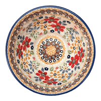 A picture of a Polish Pottery 5.5" Fancy Bowl (Ruby Duet) | C018S-DPLC as shown at PolishPotteryOutlet.com/products/5-5-fancy-bowl-ruby-duet-c018s-c018s