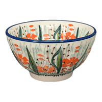 A picture of a Polish Pottery 5.5" Fancy Bowl (Sun-Kissed Garden) | C018S-GM15 as shown at PolishPotteryOutlet.com/products/5-5-fancy-bowl-sun-kissed-garden-c018s-gm15